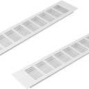 Vent Systems 15.75 x 3.15 Inch (Outer Size) - Pack of 2 - Rectangular Door Vent - White Aluminum Vent Cover, Toe Kick Vent Cover - HVAC for Home, Cabinet Vent - Intake/Exhaust Door Return Air Vent