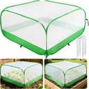Pop Up Garden Netting for Square Raised Beds - 4'L x 4'W x 2'H Ultra Fine Mesh Net Plant Cover with 8 Stakes, Protection for Vegetables Fruit from Birds Pests