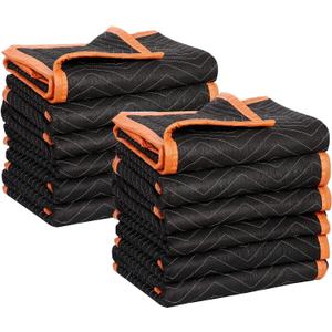 SIMPLI-MAGIC 79523 Heavy Duty Padded Moving Blankets, Black/Orange, 72” x 80”, 12 Pack