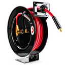 ReelWorks Air Hose Reel 3/8" Inch x 50' Foot SBR Rubber Hose, 1/4" MNPT, Max 300PSI, Commercial Steel Construction