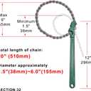 12 Inch Heavy-Duty Ratcheting Chain Wrench Reversible Oil Filter Tool Pipe Fittings Tools Fit Max 6 Inch Diameter