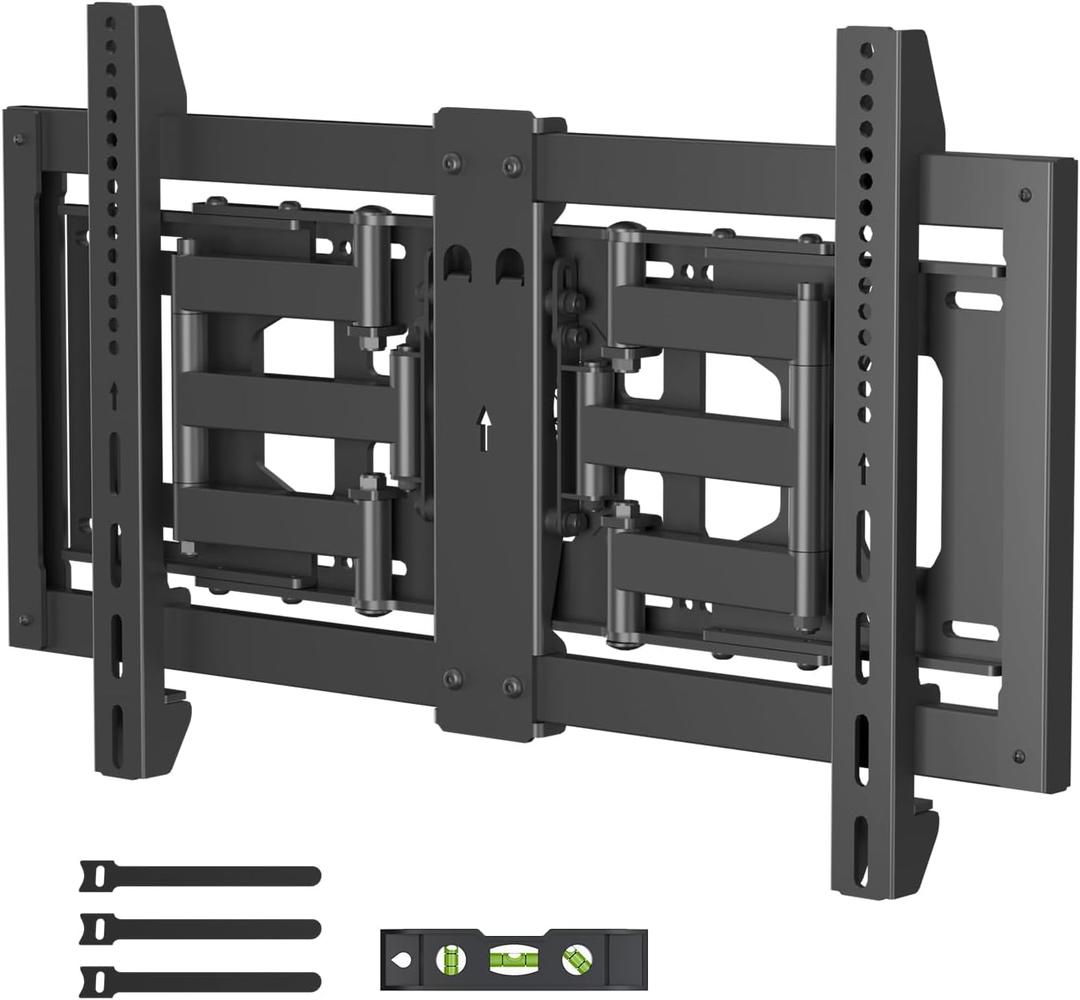 Suptek Ultra Slim Full Motion TV Wall Mount for 37-82 inch TVs, 1.3" Thin Low Profile Bracket, Dual Swivel Articulating Tilt, 6 Arms, Max VESA 600x400mm, Supports Up to 132lbs, Fits 24 Studs, MAUS01B