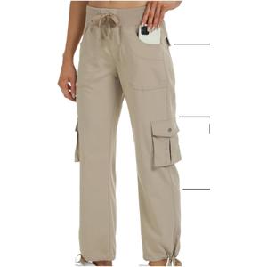 MoFiz Women's Cargo Capris Hiking Pants Lightweight Quick Dry Outdoor Athletic Travel Casual Loose Comfy Cute Pockets
Size XL, Beige