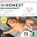 The Honest Company Clean Conscious Diapers for Sensitive Skin | Hypoallergenic, Fragrance Free | Girl Prints | Club Box, Size 2 (12-18 lbs), 72 Count (Size 2 (72 Count), Young at Heart + Rose Blossom)
