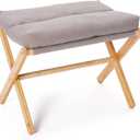 TYYIHUA Folding Foot Stool,Small Ottoman Foot Rest for Couch,Wooden Footstool,Change Shoes Bench,Modern X Ottoman Chair for Living Room, Entryway, Children Room, Bedroom,Caravaning (Light Gray)