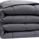 Quilted Down Alternative Comforter Twin XL - All Season Grey Duvet Insert With Corner Tabs