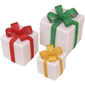 Box Ornaments Set, with Warm Glowing Light Decor Outdoor/Indoor, Versatile Festival Display, Flexible Placement for Tabletops, Mantels, Parties, Weddings L