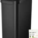 EKO Morandi Slim Automatic Bathroom Trash Can with Lid, 2.6 Gallon Touchless Garbage Can, Waterproof Motion Sensor Trash Bin for Bathroom, Office, Black