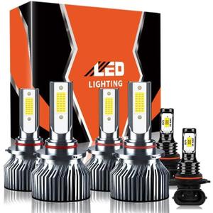 Compatible For Subaru WRX 2015-2020 High/Low Beam Fog Light Bulbs Kit, 32000LM 300% Brightness 6500K White with Cooling Fan, Plug and Play, Pack of 6