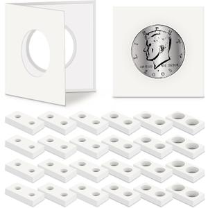 Outus 300 Self Adhesive Coin Holders, Cardboard 2" x 2" Holders, Many Assorted Sizes Coin Flips Collection Supplies Collecting Cardboard Accessories for Collectors (6 Size)