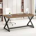 IBF 47 Inch Computer Desk, Rustic Home Office Desk for Writing, Industrial Wood Metal Executive Work Study Desk, Modern Simple PC Gaming Computer Table for Study Workstation, Rustic Oak