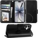 Arae Compatible with iPhone 17 Case Wallet with Card Holder, Wristlet Strap Wallet Flip Cover for iPhone 17 6.1 inch Men/Women, RFID Blocking, Kickstand, Black