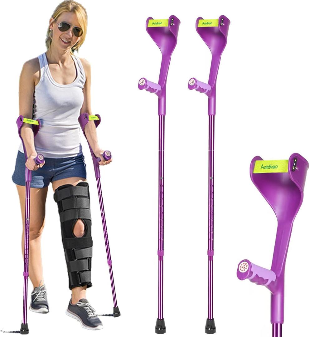 Folding Forearm Crutches Pair Adults Anti-Drop Cuff Reduces The Hassle of Picking Up