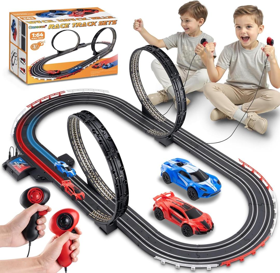 Race Track Toy Sets for Kids  Battery HighSpeed 1:64 Scale Dual Slot Car Track Toys with 2 Controllers & 2 Slot Cars  Birthday Gifts for Boys Girls Children Age 3 4 5 6 7 8 9 10 11 12 Years Old