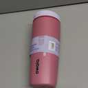 Owala SmoothSip Slider Insulated Stainless Steel Coffee Tumbler, Reusable Iced Coffee Cup, Hot Coffee Travel Mug, BPA Free 20 oz, Purple/Pink (Crochet Queen)