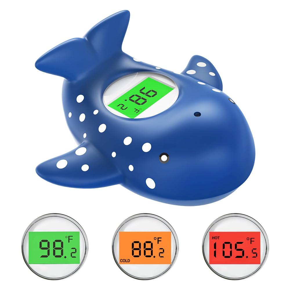 Baby Bath Thermometer, Infant Digital Water Thermometer Safety with 3 Color Backlit and Temperature Warning, Room Thermometers Floating Toy for Infant, Toddler, Bathtub, Swimming Pool (Navy Blue) (Navy Blue)