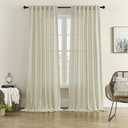 Sandshell Curtains 72 Inch Length for Bedroom 2 Panels Back Tab Pocket Semi Privacy Drapes Natural Linen Textured Light Filtering Sheer Curtains for Living Room Vintage Farmhouse 50x72