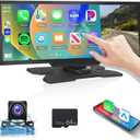 10.26" HD Wireless Carplay Android Auto Screen for Car, Portable Touchscreen Car Stereo with 1080P Backup Camera Mirror Link GPS Navigation Bluetooth FM AUX Voice Control TF Card for All Vehicles