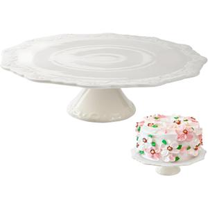 10 Inch White Ceramic Cake Stand (Holds 10 Inch Cake), Decorative Cupcake Stand, Dessert Display Plates for Snacks and Cookies, Baby Shower, Birthday, Wedding Party Decor