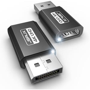 4K DisplayPort to HDMI Adapter 2-Pack, JSAUX DP PC to HDMI Monitor Converter Video UHD 2K@120Hz,4K@30 DP to HDTV Male to Female Uni-Directional adapter Compatible with Dell, Lenovo, HP,GPU, AMD -Black