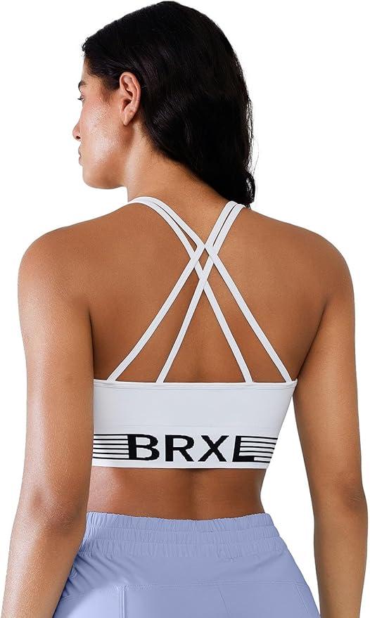 BRXL Strappy Longline Sports Bra for Women Low Impact Padded Yoga Gym Top M