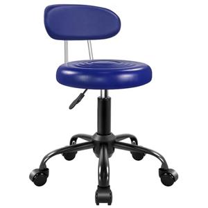 WKWKER Rolling Stool with Wheels Swivel Stool with Back Height Adjustable Chair Ideal for SPA Salon Home Office Drafting Work (Blue)