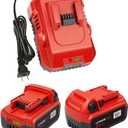 2Pack 18V 6.0Ah Batteries Replacement for Milwaukee M-18 Battery and 1 Charger Set
