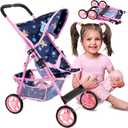 Baby Doll Stroller | Pram for Girls | Umbrella Stroller for Kids - Lightweight Play Carriage for Toddler Ages 2+ Years | Baby Doll Accessories with Storage | 22.05-Inch Handle Height, Model KP0280I