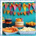 Zhehao 100 Pcs Cielito Lindo Party Decoration Supplies Mexican Snack Trays Platos De Barro Terracotta Clay Mexicanos Nacho Popcorn Disposable Trays for Cinco De Mayo Wedding(Blue Flower)