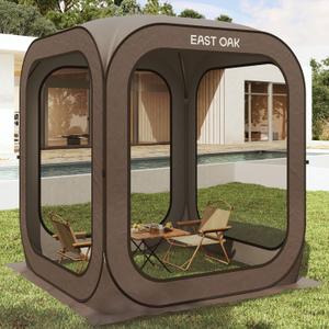 EAST OAK Pop-Up Screen House Tent 4x4 FT, Portable Instant Screen Room Canopy with Carry Bag, Beige Outdoor Screen Tent for Patio, Backyard, Deck, Camping & Outdoor Activities