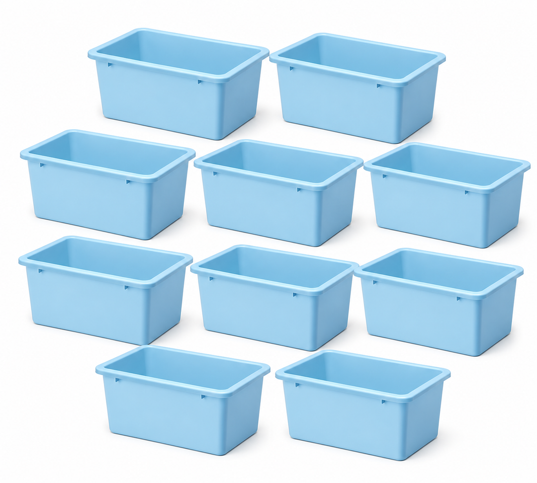 Thyle 10 Pieces Plastic Cubby Bins with Labels 11.6 x 7.7 Inch Classroom Book Bins Stacking Storage Container Organizer Storage Cubbies for Classroom Office