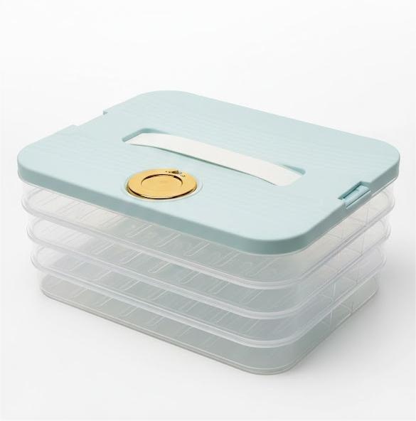 Varku 4-Tier Stackable Food Storage Container with Handle, Transparent Bento-Style Organizer for Kitchen & Refrigerator Ideal for Dumplings, Fruits, Snacks & Small Portions 