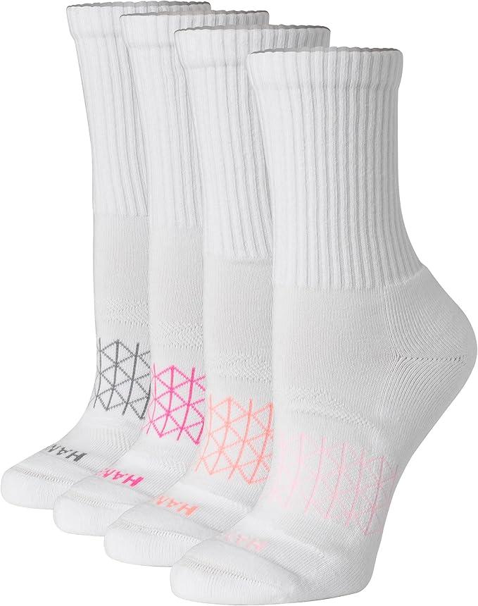 Hanes Women's Cushioned Crew Socks, Absolute Active Crew Socks for Women, Seamless Toe, 4-Pairs Size: 5-9