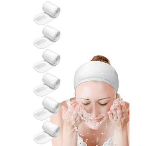 EUICAE Spa Headband, 6 Pack White - Non-slip Stretchable Washable Makeup Headband for Face Wash Facial Treatment, Fits All, Workout, Yoga, Gym, Salon, Home Use