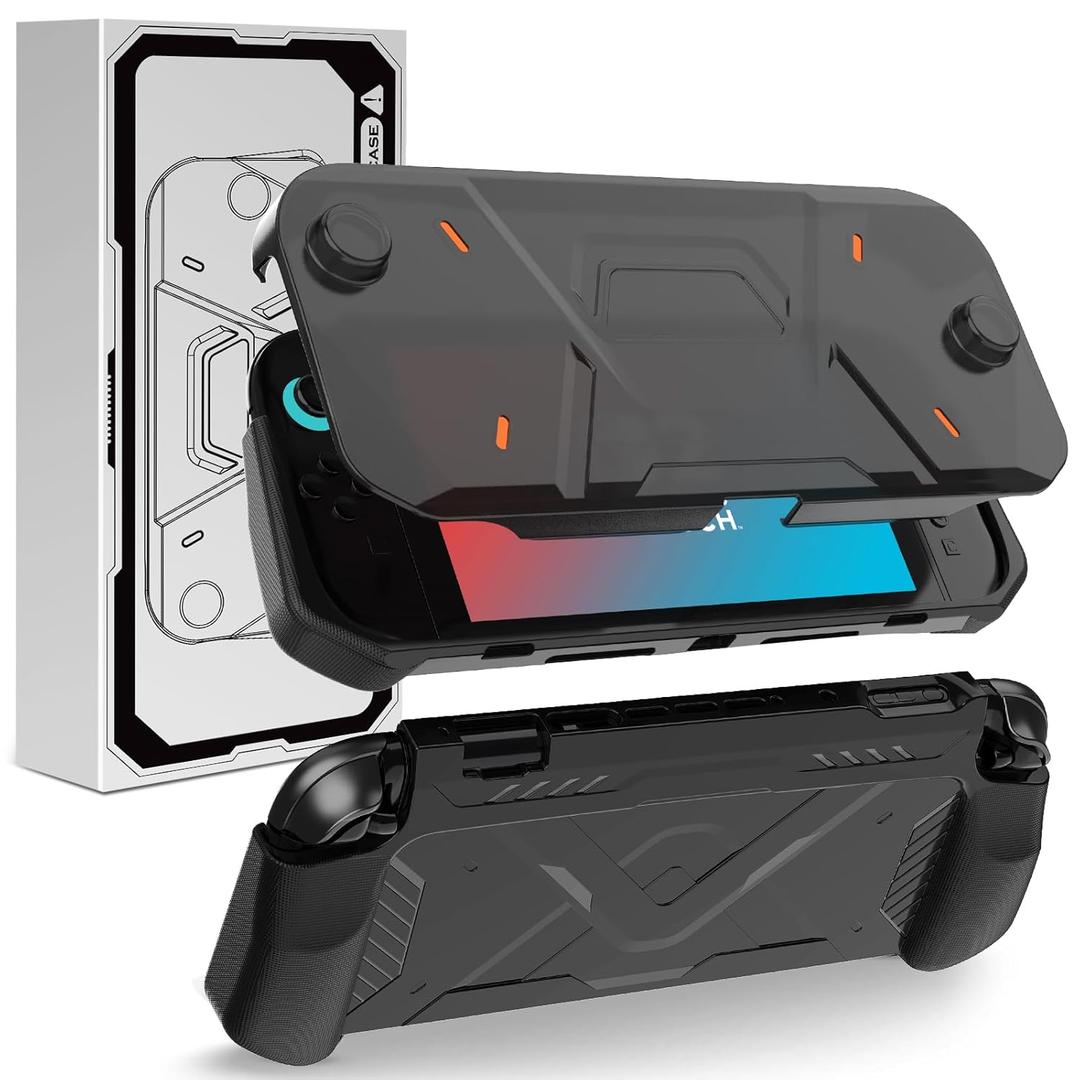 DJ&RPPQ for Nintendo Switch 2 Case 2025, TPU + PC 2 in 1 Cover Protector, Anti-Scratch, Shock-Absorption, Ergonomic Grip Design, Easy to Install for Nintendo Switch 2, Black
