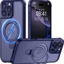 MOCCA Design for iPhone 16 Pro Max Case with Magnetic Invisible Stand [Full Camera Protection] [Compatible with Magsafe] Military Drop Shockproof Translucent Matte Phone Case Cover 6.9",Deep Blue