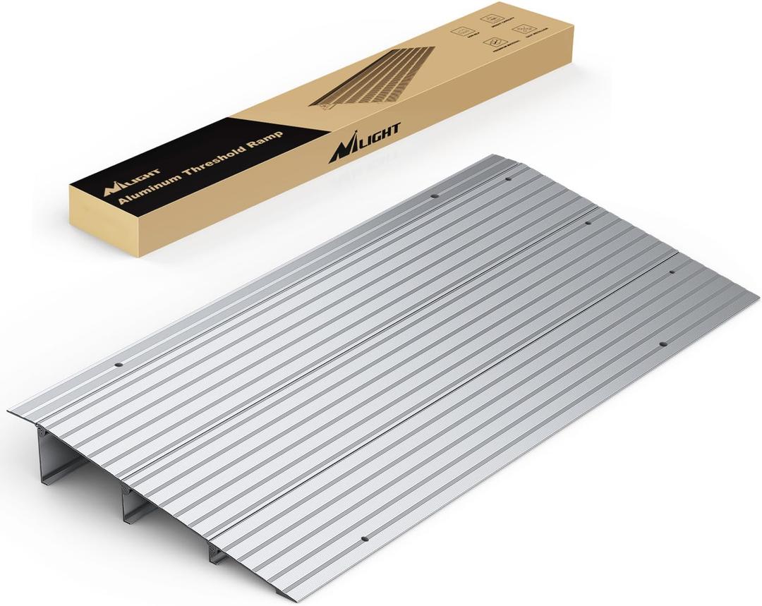 Nilight Door Threshold Ramp, 3" Rise Portable Aluminum Wheelchair Door Entry Ramps for Doorways Stairs Home Steps