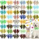 Talltalk 40 Pcs Dog Bow Ties Spring Tie Dye Summer Collar Bows for Dogs Hawaii Puppy Bowties with Plastic Buckle Adjustable Grooming Collar for Small Medium Cat Pet