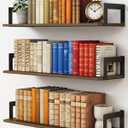 Floating Book Shelves for Wall 3-Pack, 24 Inch Long Wall Mount Bookshelf for Bedroom, Rustic Farmhouse Wood Hanging Bookshelves for Living Room Office Books Plants (Dark Brown)