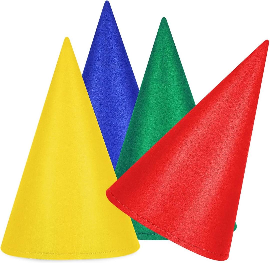 Beaupretty 4Pcs Felt Cone Gnome Hats Christmas Dwarf Hats for Halloween Birthday Party Cosplay Costume Accessory