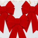 5 Pack Red Velvet Christmas Tree Bows - 9"x12" PVC Holiday Decor Indoor/Outdoor
