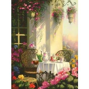 Ginfonr DIY 5D Diamond Art Kits for Adults, Flower Garden Diamond Painting for Adults, Diamond Art Landscape Full Drill, Diamond Art Kits Embroidery Rhinestone Craft for Home Wall Decor 12 * 16 Inch