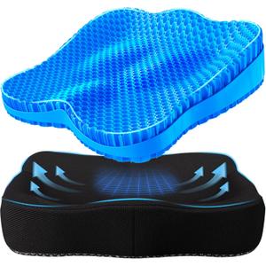 Gel Seat Cushion, Thicken Big Office Chair Cushion Chair Seat Pads for Long Sitting, Sciatica & Hip Pain Relief, Egg Seat Cushion for Wheelchair Car Office Home Travel Outdoor (X-Large(16.9"*14.6"*2.76"), Blue)