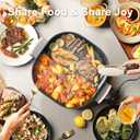 Stariver 6L Electric Hot Pot with Divider, 1300W, Dual-Flavor Pot for Two Broths, 5-Temp Control & Non-Stick Coating, Electric Pot for Shabu Shabu, Fondue, Perfect for Family Gatherings & Parties (Grey)