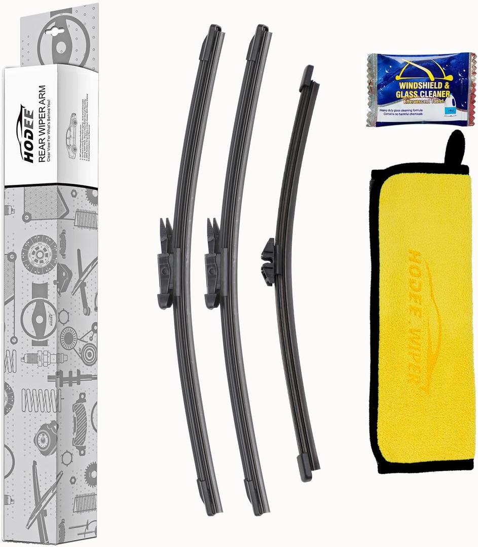3 wipers 28"+28" +11" Front Wiper Blades Replacement for Ford Escape 2013-2019,Windshield Blade & Back Rear Window Blade & Washer Tablets Pinch Tab