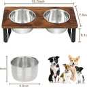 Elevated Dog Bowls for Small Medium Wood Dogs Raised Bowl Stand with 2 Stainless Steel Deep Dog Food and Water Bowls, Anti Vomit, Non-Slip Feeding Dishes(Tilted3 inches in Height, 40oz