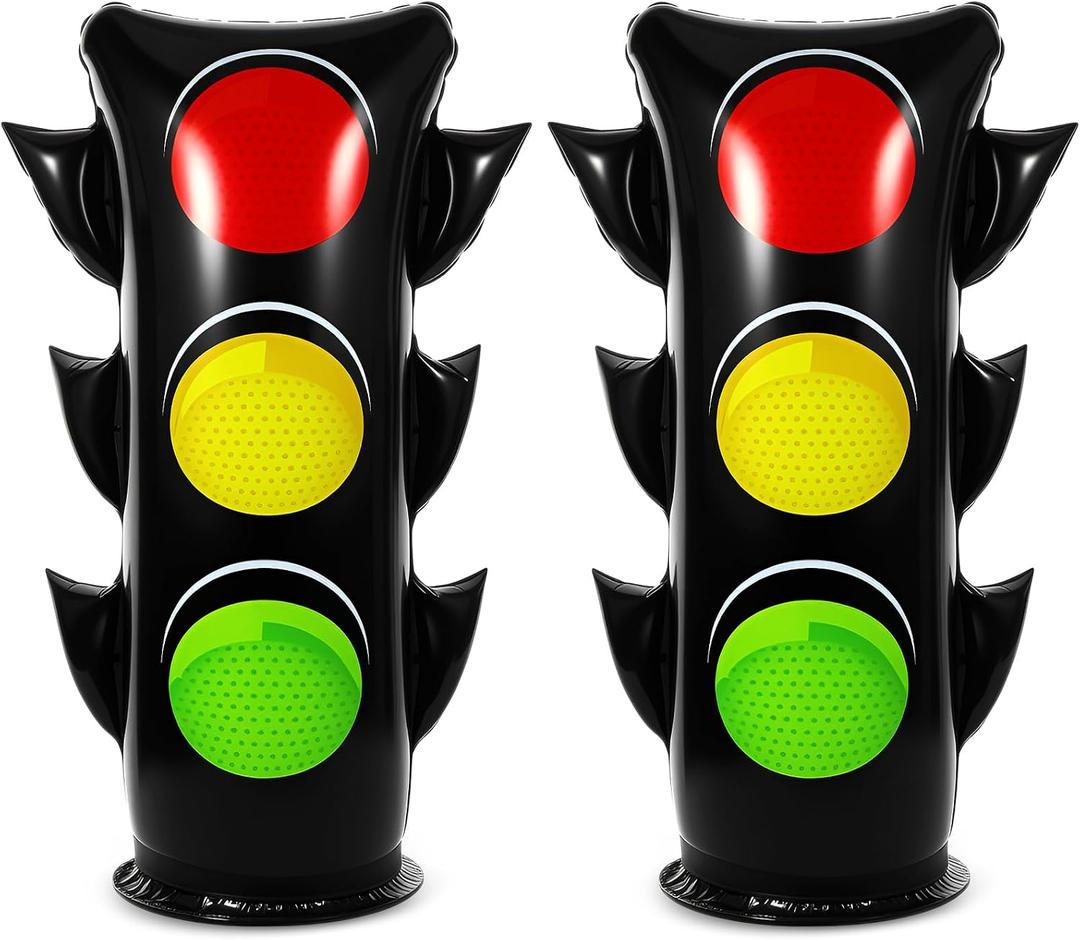 JellyArch 24 Inch Inflatable PVC Traffic Light Balloons Racing Car Birthday Party Decorations Traffic Signal Stoplight Balloons for Vehicle Birthday Party Supplies