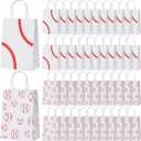 Hillban 100 Pcs Baseball Paper Gift Bags with Handles Baseball Snack Treat Goodie Party Favor Bags Sports Theme Candy Sacks for Club Team Game Party Supplies