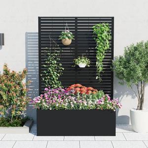 GarveeLife Metal Planter Box with Trellis 71"x47"x16", with Drainage Holes | Privacy Planters for Patio with 15.7" Deep Planting Bed, Raised Garden Bed for Climbing Plants, Vegetables, Vines, no wheel