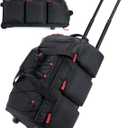 BAGSMART Rolling Duffle Bag with Wheels, 36L Travel Bag with Water-proof Pockets, Airline-Approved Carry On Duffel Bag with Handle, Black